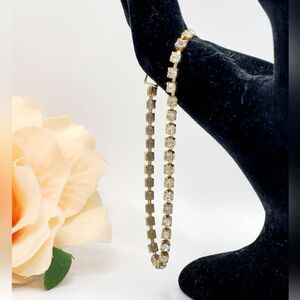 Vintage gold rhinestone prong set tennis bracelet